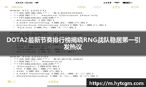 DOTA2最新节奏排行榜揭晓RNG战队稳居第一引发热议